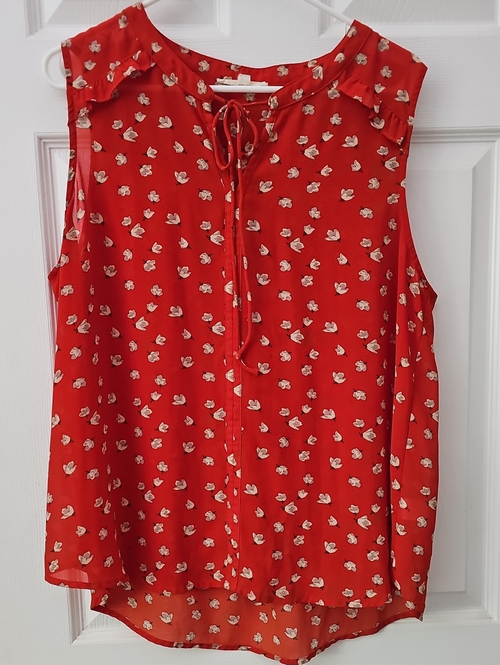 fun 2 fun Red Floral Tie-Front Sleeveless Camisole